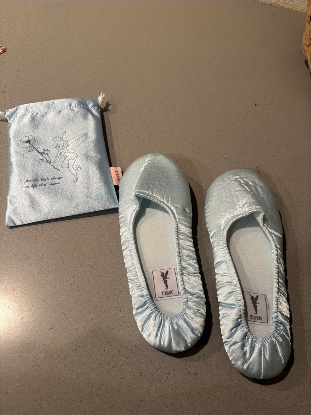Tink Disney Light Blue Satin Women’s Ballet Flat Slippers